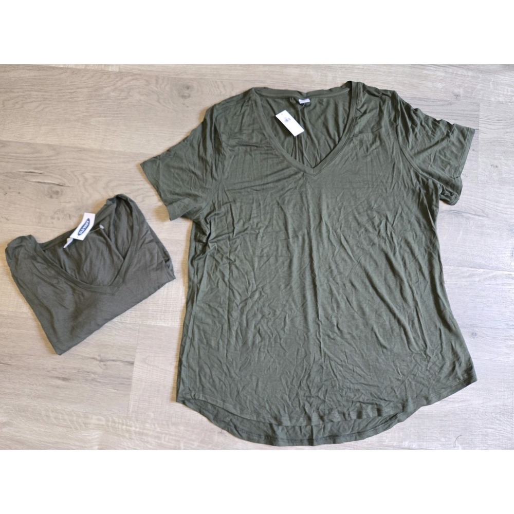 Old Navy Women's Size XL Short Sleeve Luxe V-Neck T-Shirt Tee Sage Green 2 Pack